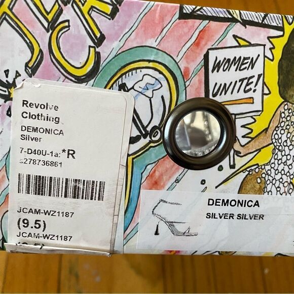 Jeffrey Campbell Demonica Sandals Silver shoes high heels Rhinestone Revolve 9.5 - Picture 8 of 14